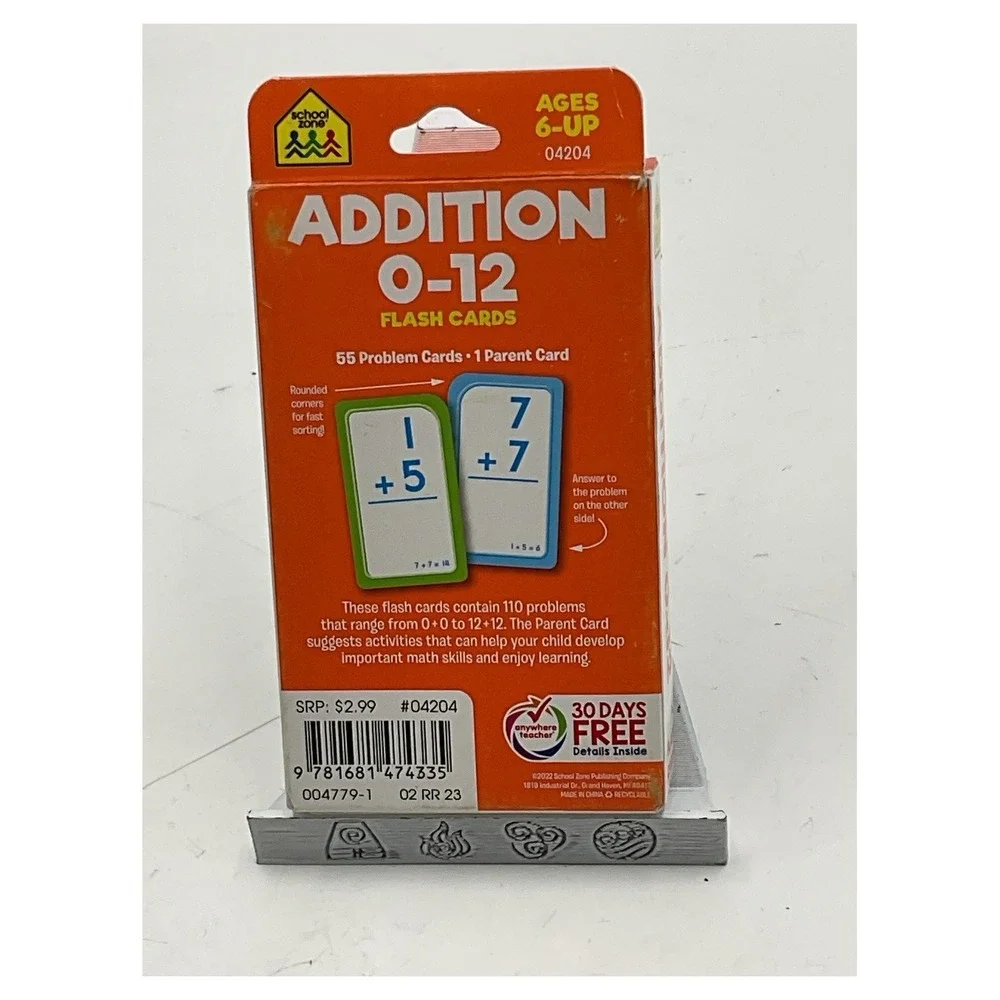 School Zone Addition 0-12 Flash Cards Math‎ Educational Learning Ages 6+ 04204